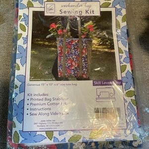 New Weekender Bag Sewing Tote Bag Kit Blue Floral